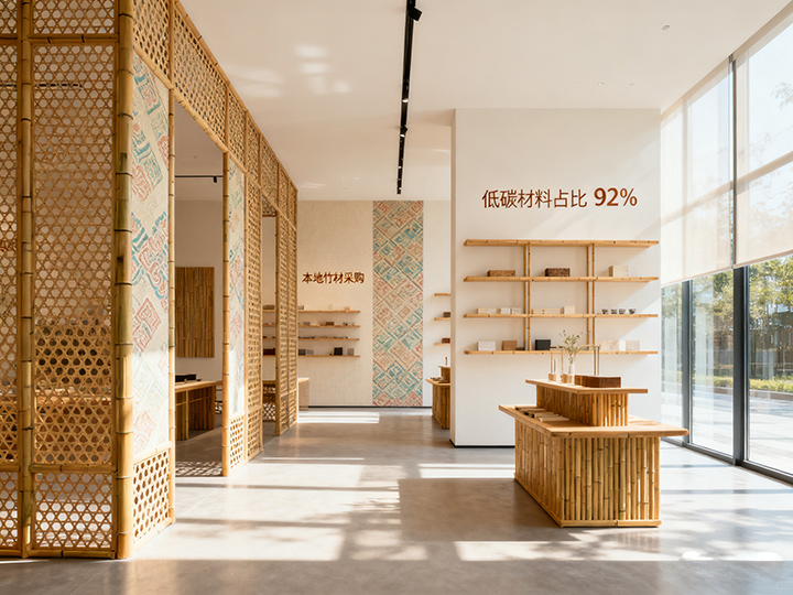 竹构与环保涂料：成都展厅设计的低碳实践与成本优化路径